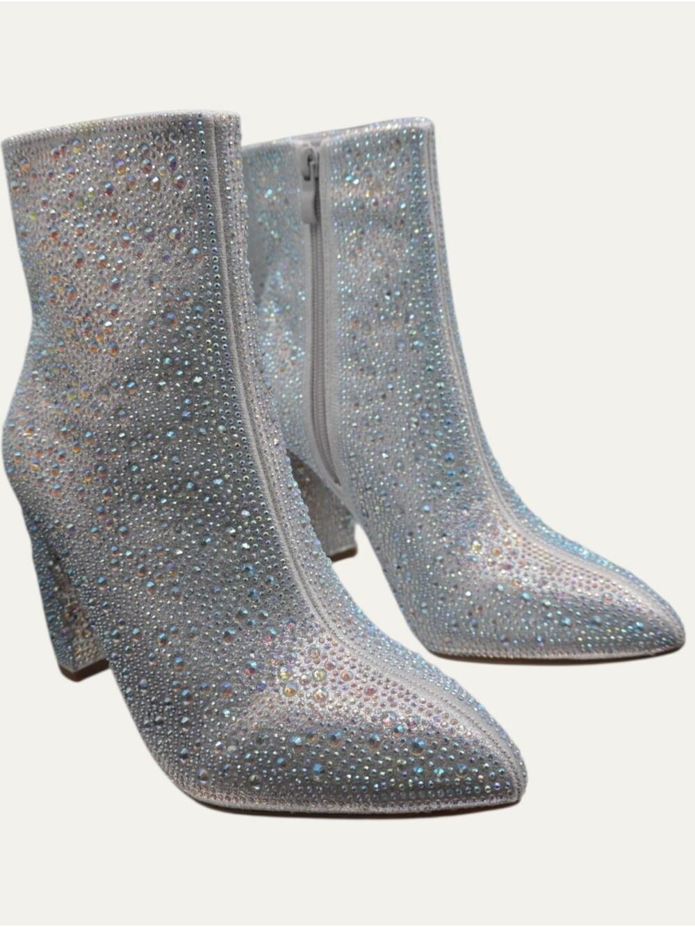 Top Moda Silver Rhinestone Ankle Boots Size 7 NIB Bridal Disco Festival